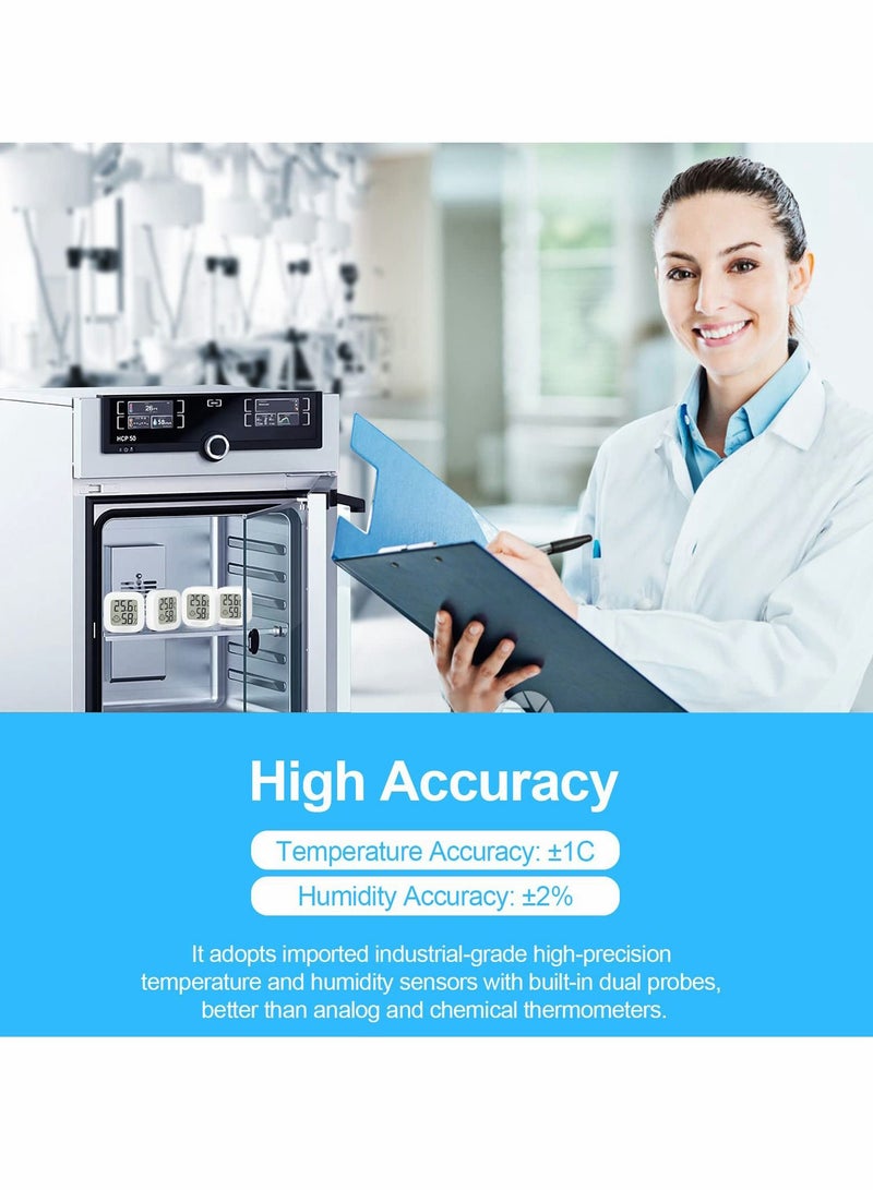 SYOSI ميزان حرارة الغرفة، مقياس حرارة داخلي، جهاز قياس درجة الحرارة والرطوبة الرقمي الصغير، شاشة LCD كبيرة مئوية للمنزل، الدفيئة، الطفل، المكتب، المنزل، الحديقة، القبو (4 عبوات) - Image 5