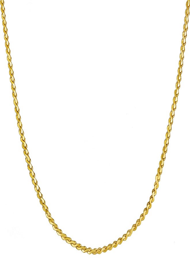 LIFETIME JEWELRY 1.4mm Serpentine Chain Necklace for Women & Men 24k Gold Plated (20 inches, Gold) - Image 1