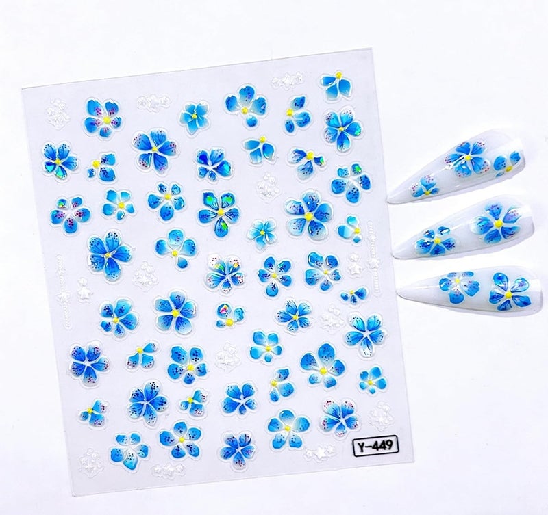 Maigitur 6Sheets Flower Nail Stickers 5D Embossed Colorful Floral Daisy Nail Decals Cute Hibiscus Petal Nail Designs Sring Nails Supplies 3D Self-Adhesive Summer Nails Art Stickers for Women DIY Manicure - Image 5