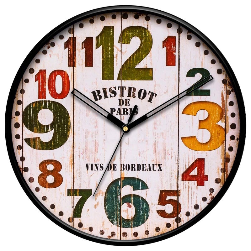 IIK Collection Plastic Designer Sweep Silent (No Tic-Tic Sound) Quartz Movement Roundwall Clock for Home, Analog Wall Clock for Kitchen,Wall Clock (12 X 12, 30X30X6 Cm),Multicolor - Image 1