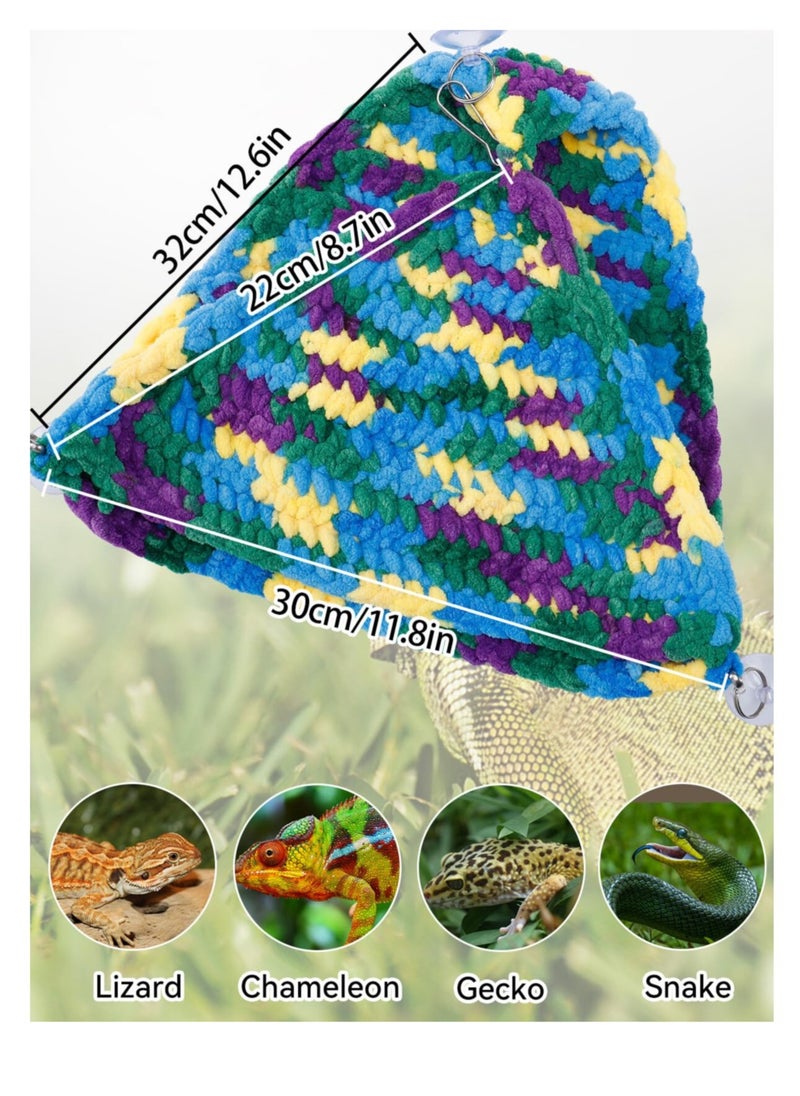 Reptile Hammock, Soft Double-Layered Reptile Swing Hammock, with Strong Suction Cups & Hooks, for Small Reptile, Gecko, Chameleon, Lizard