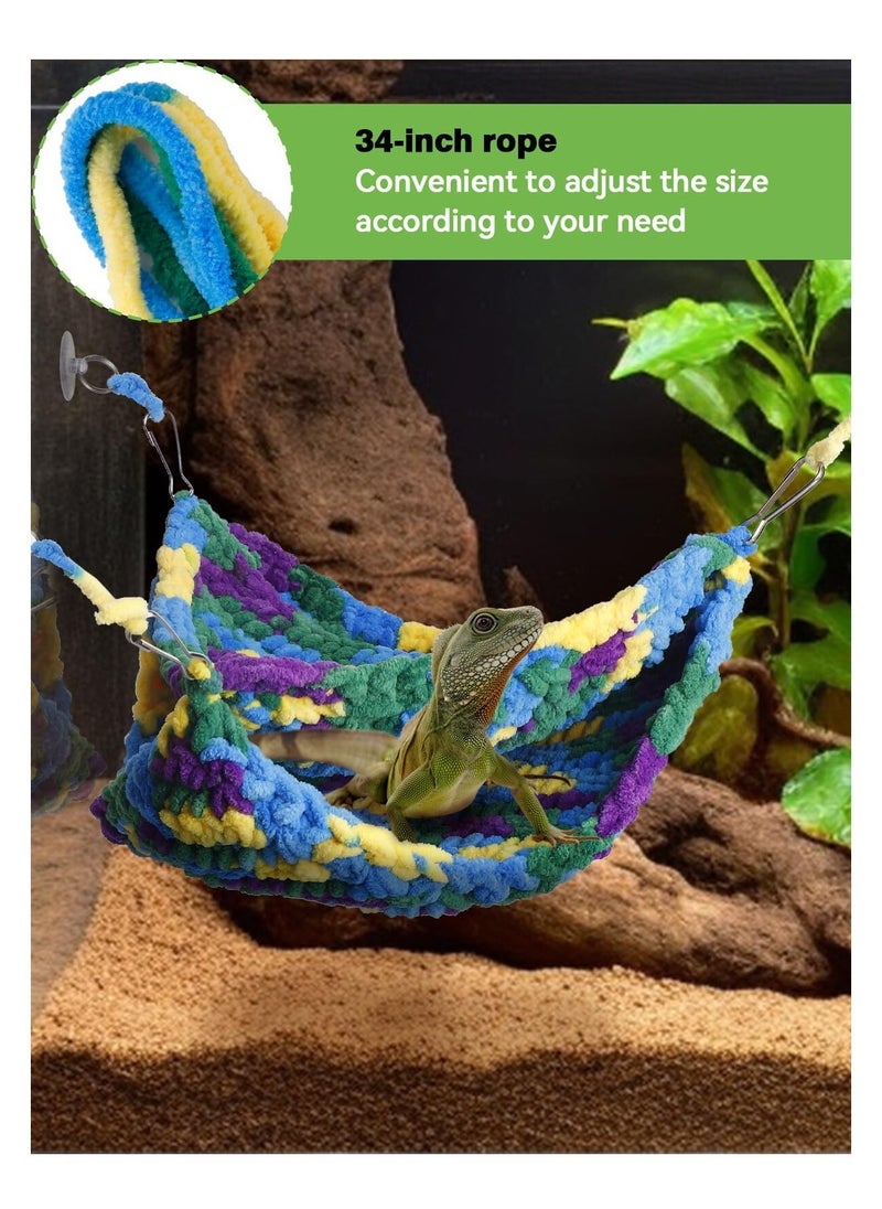 Reptile Hammock, Soft Double-Layered Reptile Swing Hammock, with Strong Suction Cups & Hooks, for Small Reptile, Gecko, Chameleon, Lizard