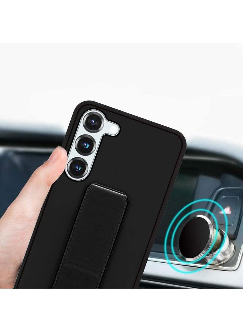 JOMILA Samsung Galaxy S23 Grip Case Magnetic Kickstand Cover with Foldable Hand Strap Black - Image 5