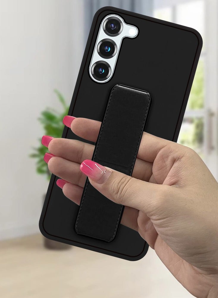 JOMILA Samsung Galaxy S23 Grip Case Magnetic Kickstand Cover with Foldable Hand Strap Black - Image 3