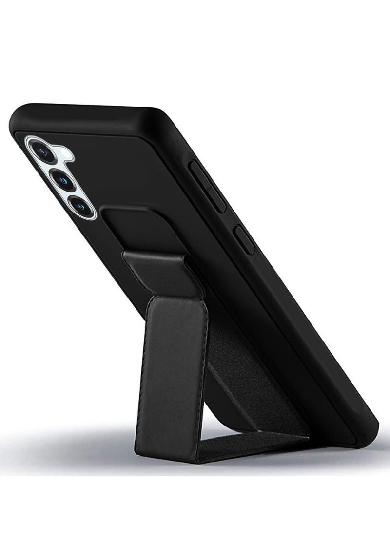 JOMILA Samsung Galaxy S23 Grip Case Magnetic Kickstand Cover with Foldable Hand Strap Black - Image 2