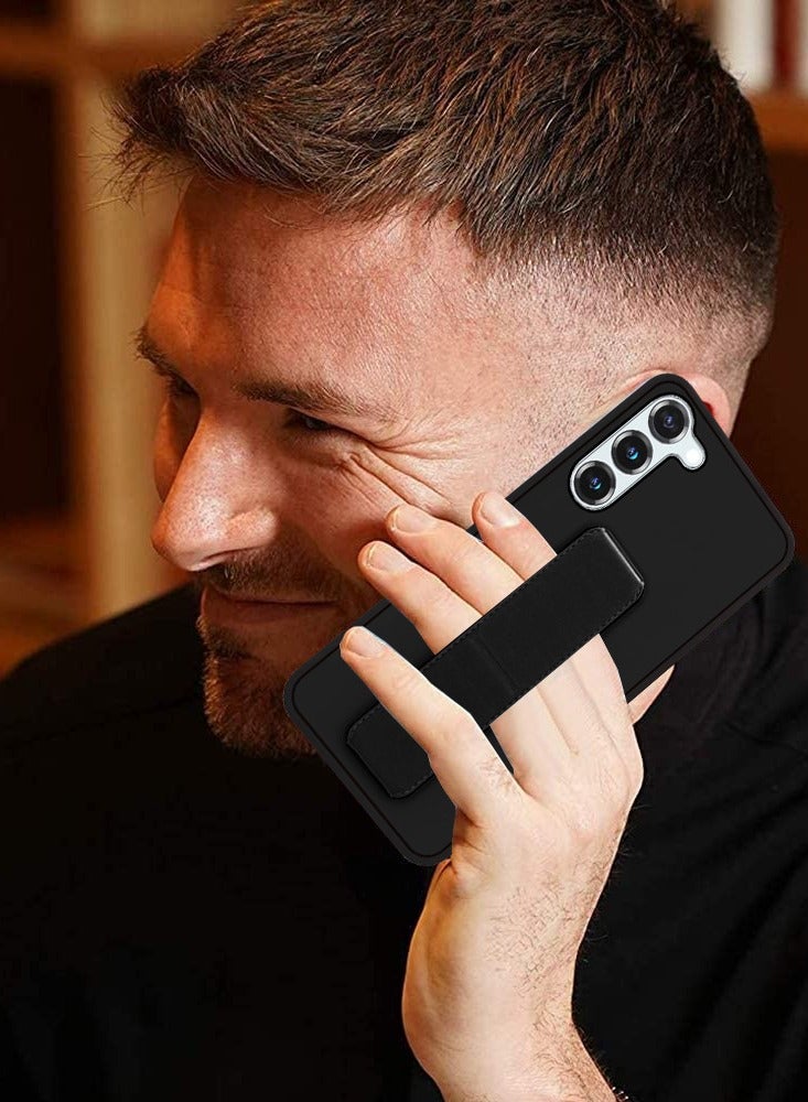 JOMILA Samsung Galaxy S23 Grip Case Magnetic Kickstand Cover with Foldable Hand Strap Black - Image 4