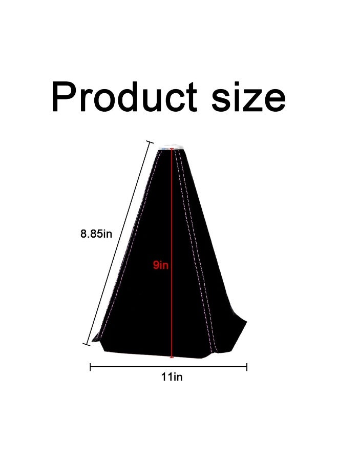 شابية غطاء ذراع ناقل الحركة من الجلد السويدي، غطاء واقي من الغبار لمقبض ناقل الحركة، غطاء بديل لذراع ناقل الحركة اليدوي/الأوتوماتيكي، غطاء واقي من الغبار لذراع فرامل اليد، إكسسوارات داخلية للسيارة (أسود مع خياطة سوداء) - Image 2