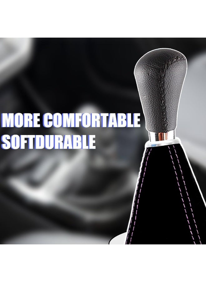 شابية غطاء ذراع ناقل الحركة من الجلد السويدي، غطاء واقي من الغبار لمقبض ناقل الحركة، غطاء بديل لذراع ناقل الحركة اليدوي/الأوتوماتيكي، غطاء واقي من الغبار لذراع فرامل اليد، إكسسوارات داخلية للسيارة (أسود مع خياطة سوداء) - Image 3