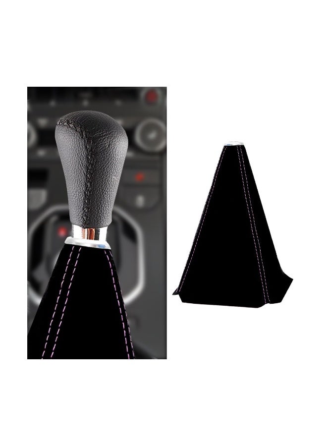 شابية غطاء ذراع ناقل الحركة من الجلد السويدي، غطاء واقي من الغبار لمقبض ناقل الحركة، غطاء بديل لذراع ناقل الحركة اليدوي/الأوتوماتيكي، غطاء واقي من الغبار لذراع فرامل اليد، إكسسوارات داخلية للسيارة (أسود مع خياطة سوداء) - Image 1