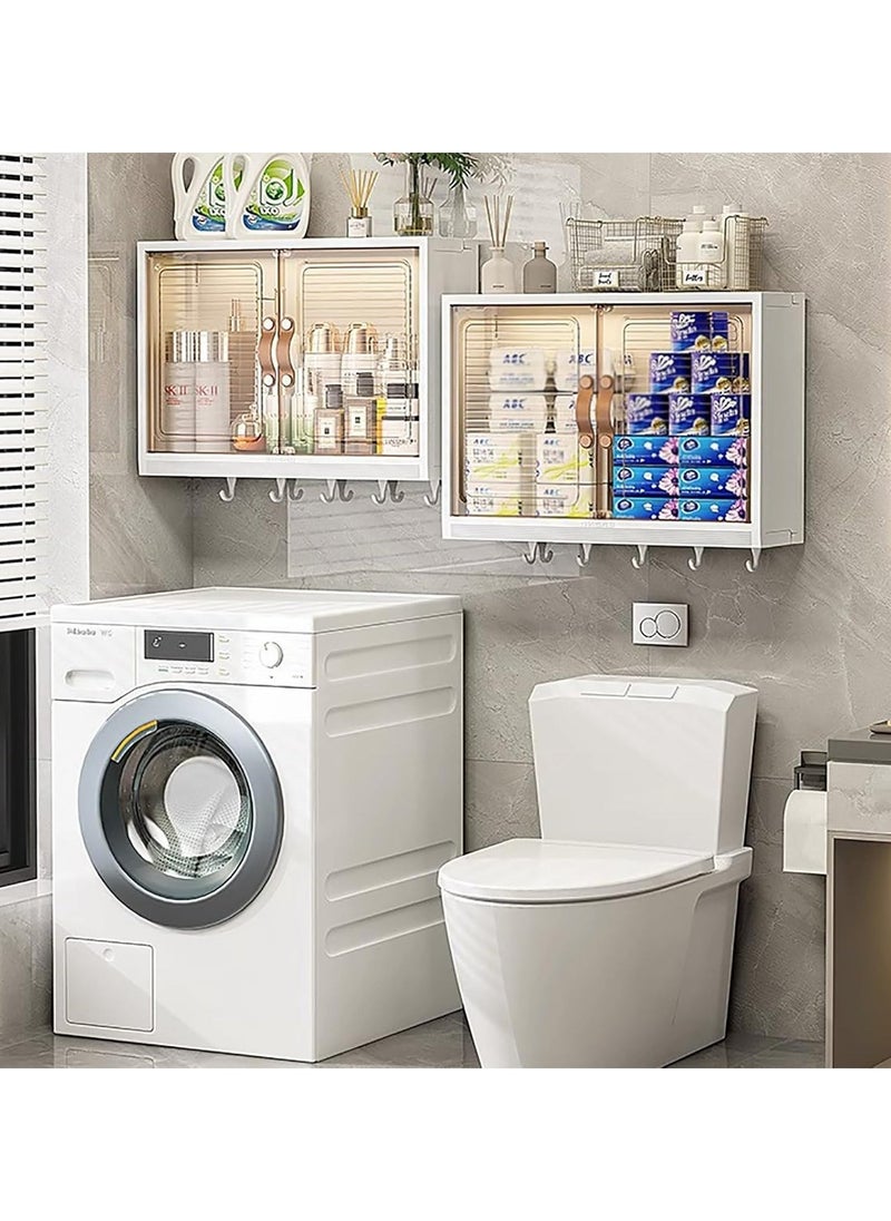 Hihonor منظم مكياج كبير سعة مثبت على الحائط، منظم مستحضرات تجميل مضاد للغبار، منظمات وتخزين الحمام، منظمات العناية بالبشرة لكونترتوب، غرفة النوم (أبيض) - Image 3