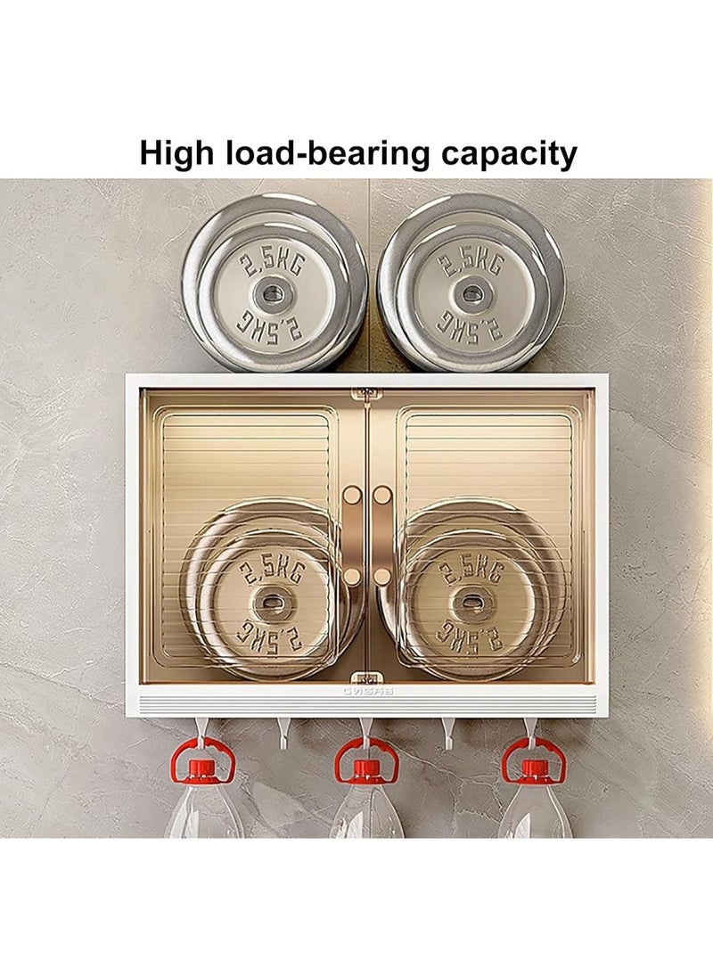 Hihonor منظم مكياج كبير سعة مثبت على الحائط، منظم مستحضرات تجميل مضاد للغبار، منظمات وتخزين الحمام، منظمات العناية بالبشرة لكونترتوب، غرفة النوم (أبيض) - Image 4