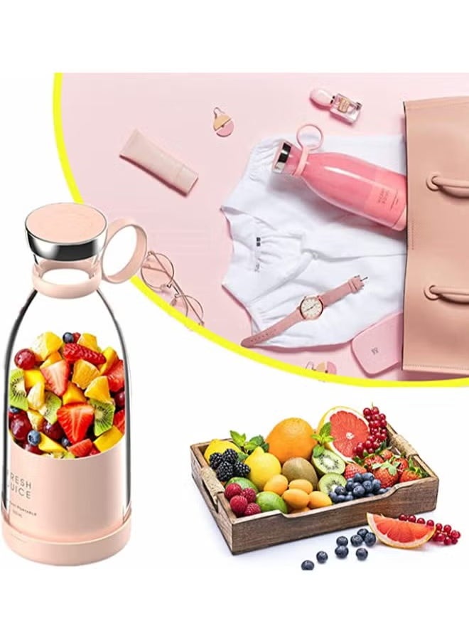شوبي Personal Size Blender, Fresh Juice Mini Fast Portable Blender, Portable Smoothie Blender USB Rechargeable, Electric Juicer Cup with 4 Blades,Pink 