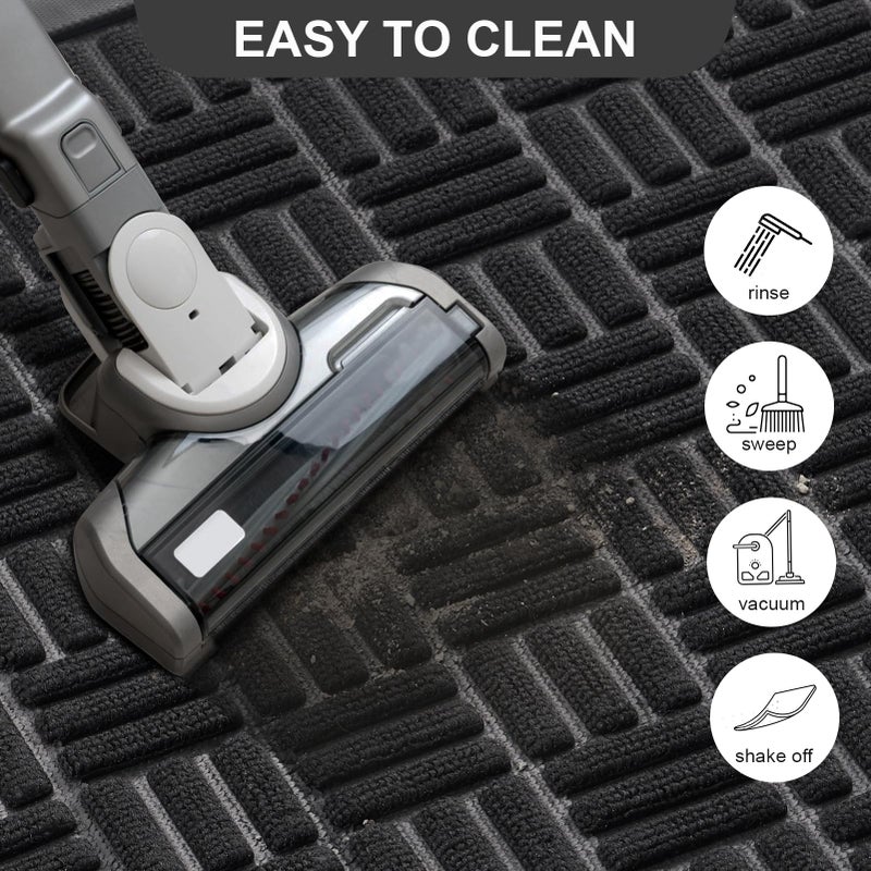 Mibao Front Door Mat, Heavy Duty Durable Welcome Mat for Outdoor Indoor, Dirt Trapper Waterproof Super Absorbent Door Mat for Entryway Outside Patio Porch, 29.5" x 17", Black - Image 4