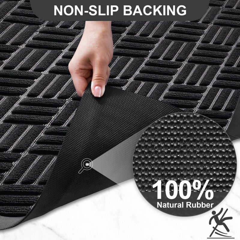 Mibao Front Door Mat, Heavy Duty Durable Welcome Mat for Outdoor Indoor, Dirt Trapper Waterproof Super Absorbent Door Mat for Entryway Outside Patio Porch, 29.5" x 17", Black - Image 5