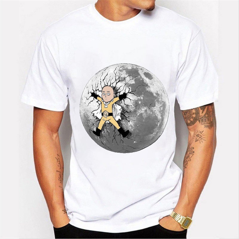 1049 Anime One Punch Superman Fashion Printed Men's T-Shirt Cross-border wish Hot Selling Trendy Men's Short-sleeved Base Shirt - Image 2