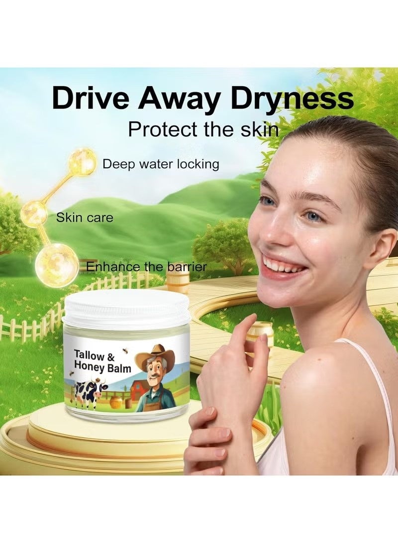 ATRJSZ Tallow Honey Balm | Beef Tallow for Skin - Handmade All-Natural Moisturizer with Grass-Fed Beef Tallow & Raw Wild Honey for Smooth, Hydrated Skin (1PCS)-T1 - Image 3