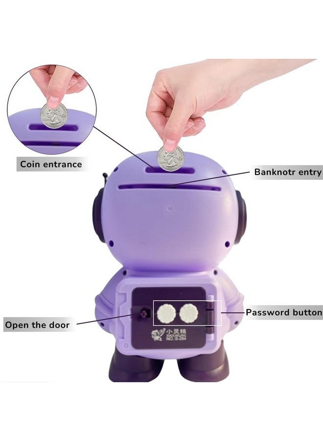 Sajani Creative Cartoon Design Money Bank, Money Saving Bank with Coin Slot, Plastic Piggy Bank for Boys & Girls (Pack of 1) (Astronaut - Purple) - Image 3