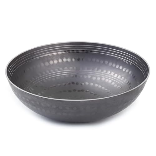PTR 13 Inch 5 Litre Hammered Iron Kadhai Original Lohe Ki Kadai Handle-Free Deep Frying Pan for Roasting Frying Heavy Base Gas and Induction Compatible Food Grade Iron Smooth Edge - Image 1