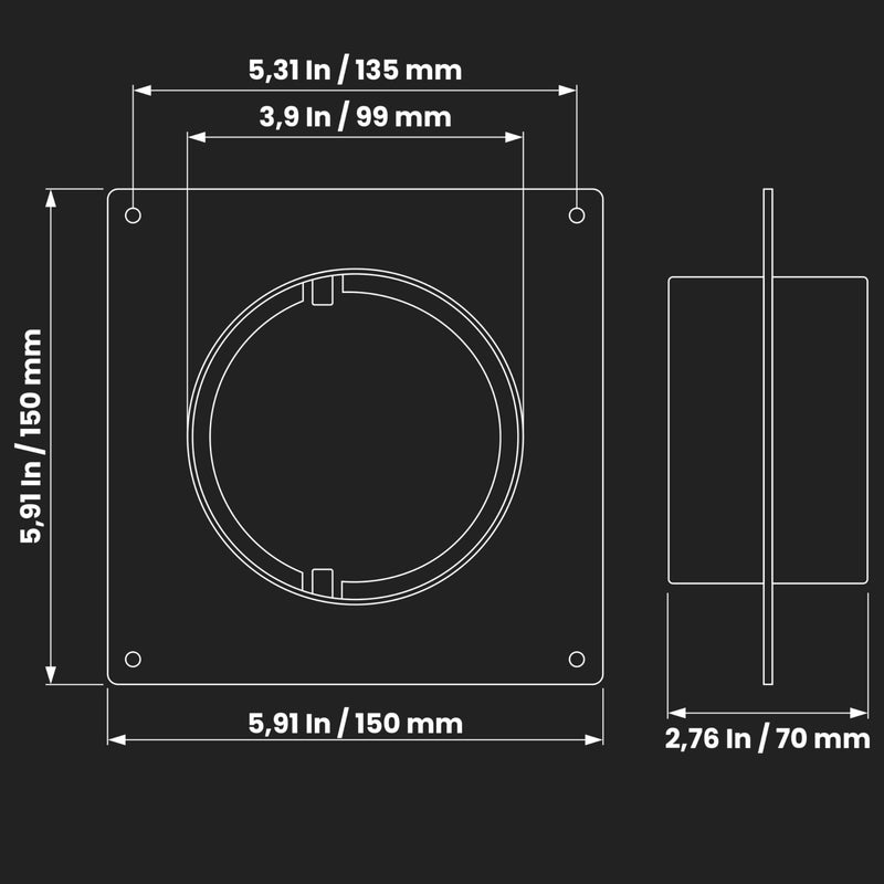 REPA MARKET 4" Inch Duct Connector Flange - Plastic Straight Pipe Flange for Heating Cooling - Inlet Outlet Ventilation System - Ducting Coupling Wall Plate - Assembly Joint (100mm)  - Image 2