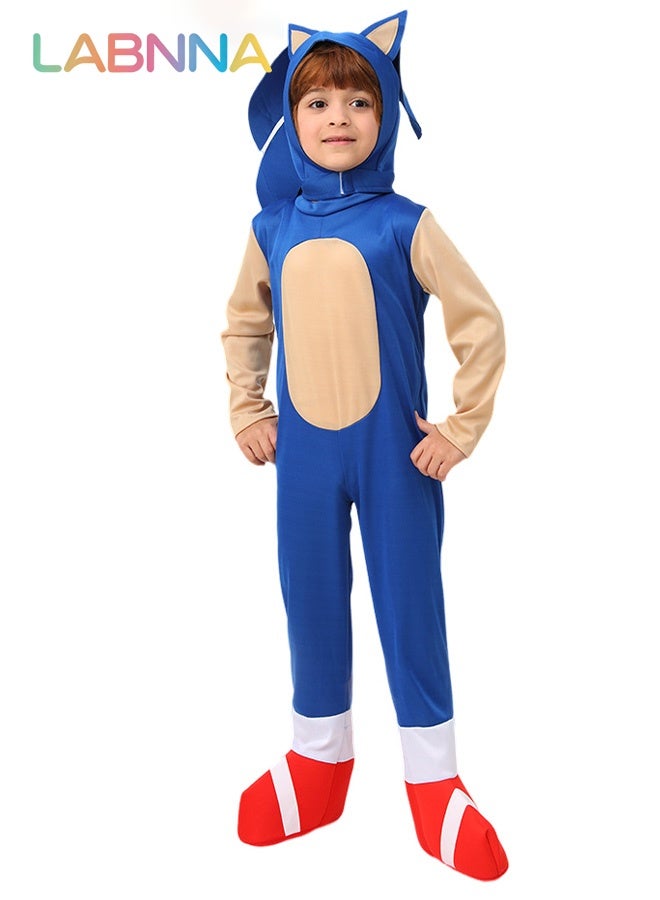 LABNNA Kids Sonic Jumpsuit with Gloves, Sonic Costume Outfit Set, Fancy Dress Up Outfit, Popular Character Clothing for Children, Ideal Dress Up for Themed Parties - Image 3
