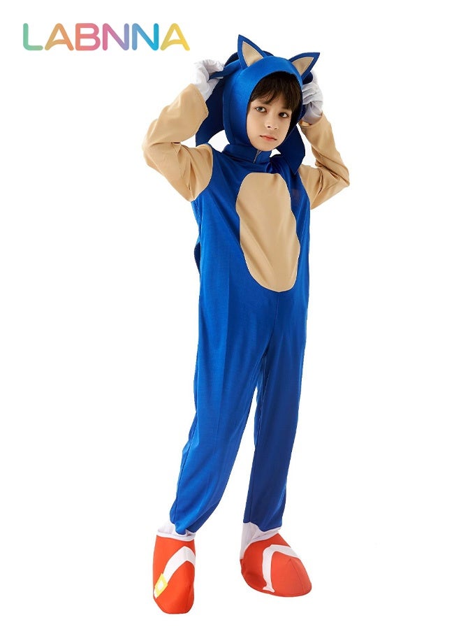 LABNNA Kids Sonic Jumpsuit with Gloves, Sonic Costume Outfit Set, Fancy Dress Up Outfit, Popular Character Clothing for Children, Ideal Dress Up for Themed Parties - Image 5