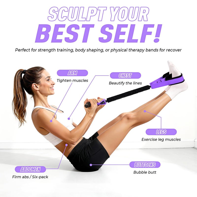 NTIUYOT Foot Pedal Resistance Band, Resistance Band with Handle, Exercise Bands for Home Gym Workout Equipment, Sit Up Exercise Equipment for Abdomen, Waist, Arm, Leg Stretching Slimming Training - Image 4