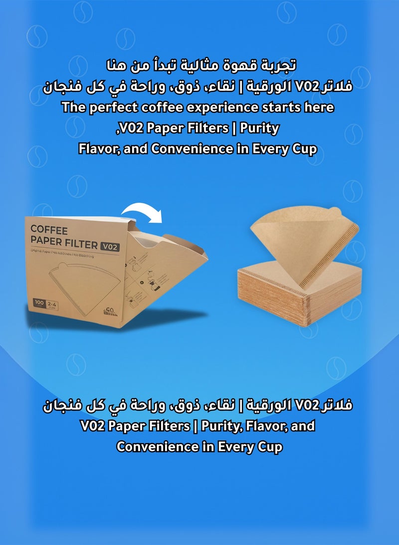 DRIP V60 Coffee Filters Size 02 - 100 Sheets | Unbleached & Eco-Friendly - Suitable for 2–4 Cups - Image 2