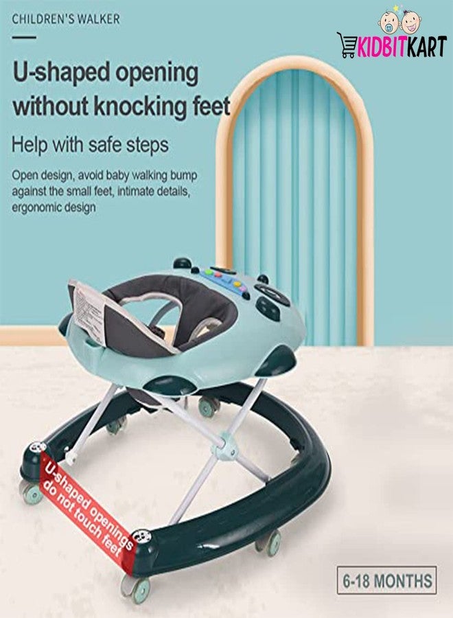 KIDBITKART 360° Baby Walker for Kids | Birthday Gift for Girls Kids Activity Toys, Adjustable Height, Safe & Comfortable Seat, Rotatable Wheel, Music & Parent Handel Rod, for 6 to 20 Months Blue - Image 4