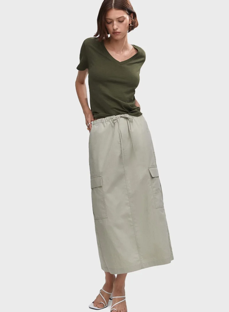 MANGO V-Neck Knitted T-Shirt