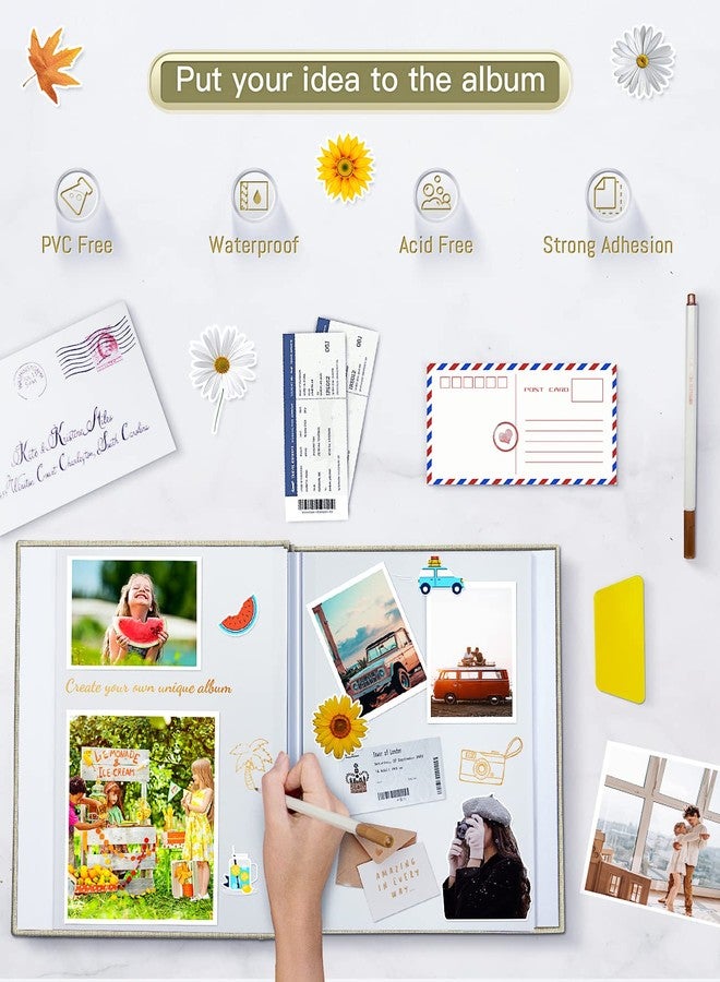 Popotop Photo Album Self Adhesive with Picture Display Window,40 Pages DIY Scrapbook Album for 4x6 8x10 Picture,Linen Cover Memory Book for Baby Wedding, with Scraper and Metallic Pen - Image 5