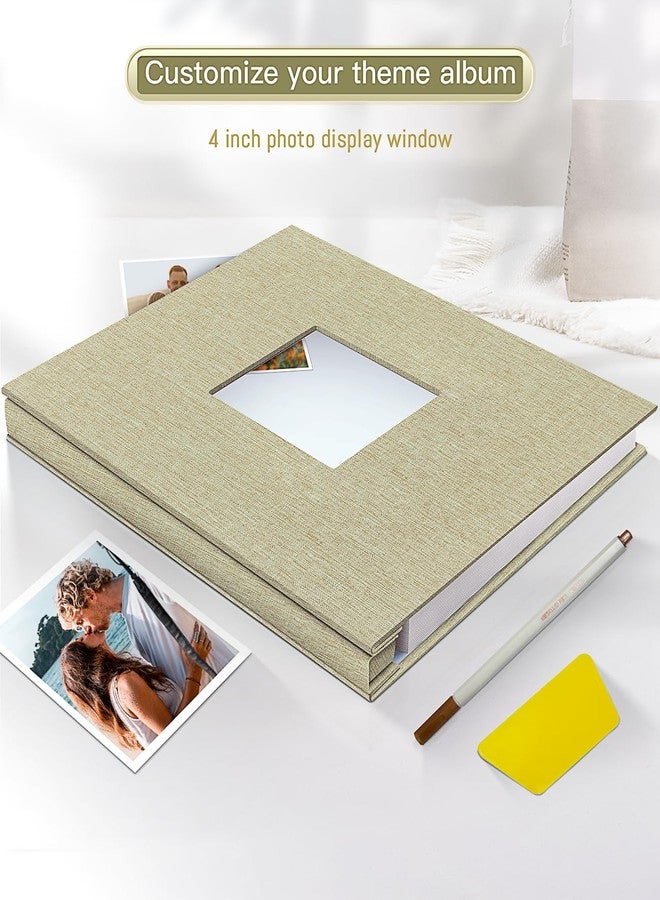 Popotop Photo Album Self Adhesive with Picture Display Window,40 Pages DIY Scrapbook Album for 4x6 8x10 Picture,Linen Cover Memory Book for Baby Wedding, with Scraper and Metallic Pen - Image 2