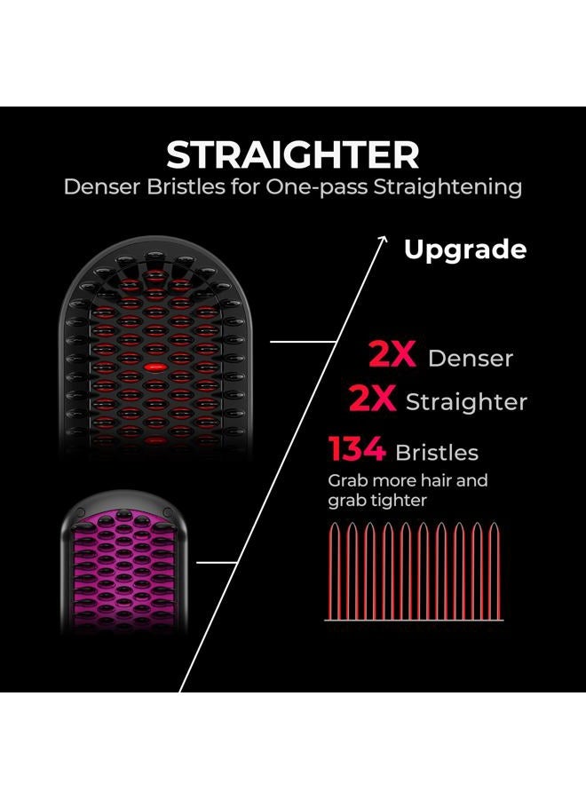 TYMO Ionic Plus Hair Straightener Brush - For Long and Thick Curly Hair, Straightening Brush with Dense Bristles, 16 Temps For All Hair Types, 10 Million Ions, Heating Brush Straightener for Women. - Image 3