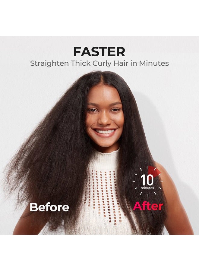 TYMO Ionic Plus Hair Straightener Brush - For Long and Thick Curly Hair, Straightening Brush with Dense Bristles, 16 Temps For All Hair Types, 10 Million Ions, Heating Brush Straightener for Women. - Image 4