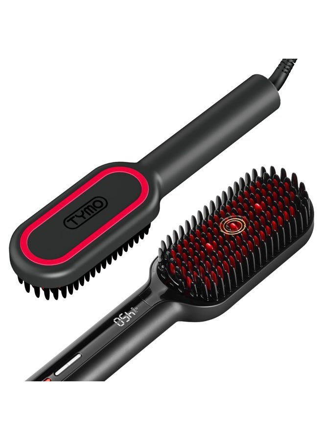 TYMO Ionic Plus Hair Straightener Brush - For Long and Thick Curly Hair, Straightening Brush with Dense Bristles, 16 Temps For All Hair Types, 10 Million Ions, Heating Brush Straightener for Women. - Image 1