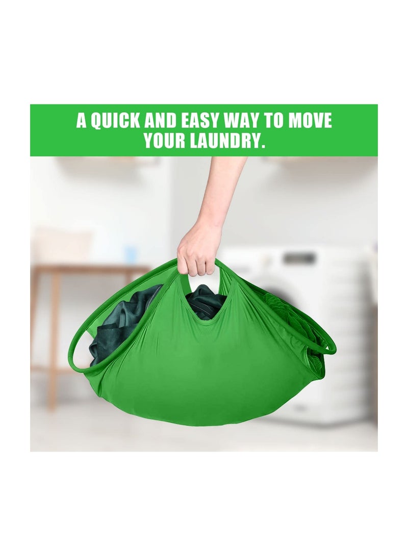 SYOSI Pop-Up Laundry Hampers, 27'' Foldable Washing Basket, Nylon Laundry Basket, Green Round Clothes Sorter, Collapsible Wash Basket, Room Organiser for Laundry, Laundry Bag for Bedroom - Image 3