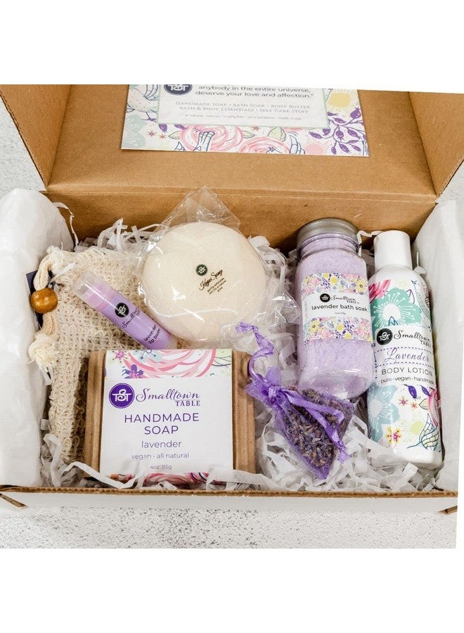 SmallTown Table Relaxing Lavender Spa Box For Her Self Care Relaxation Gifts Spa Kit Handmade Soap Body Butter Bath Salt Soak Organic Gifts For Women - Image 3