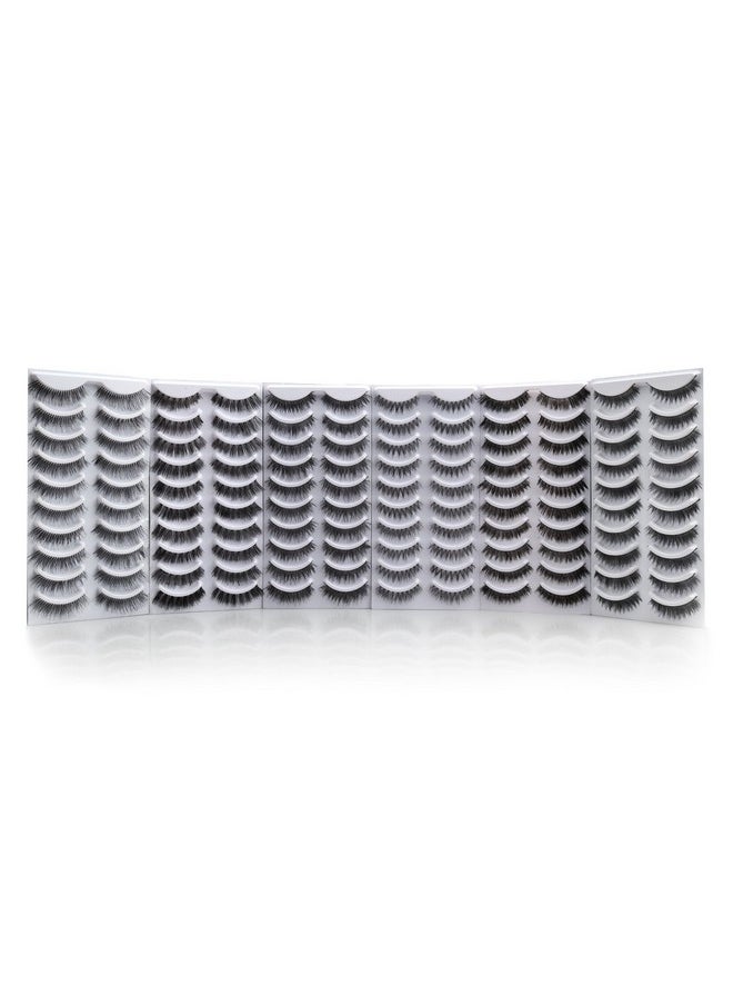 Bella Hair - False Eyelashes Variety Pack, 60 Pairs Reusable Handmade Fake Eyelashes In 6 Styles, Specialized Natural Soft, Criss-Cross, Wispies Lashes For Daily, Casual Events, Daytime Outings And More - Image 1
