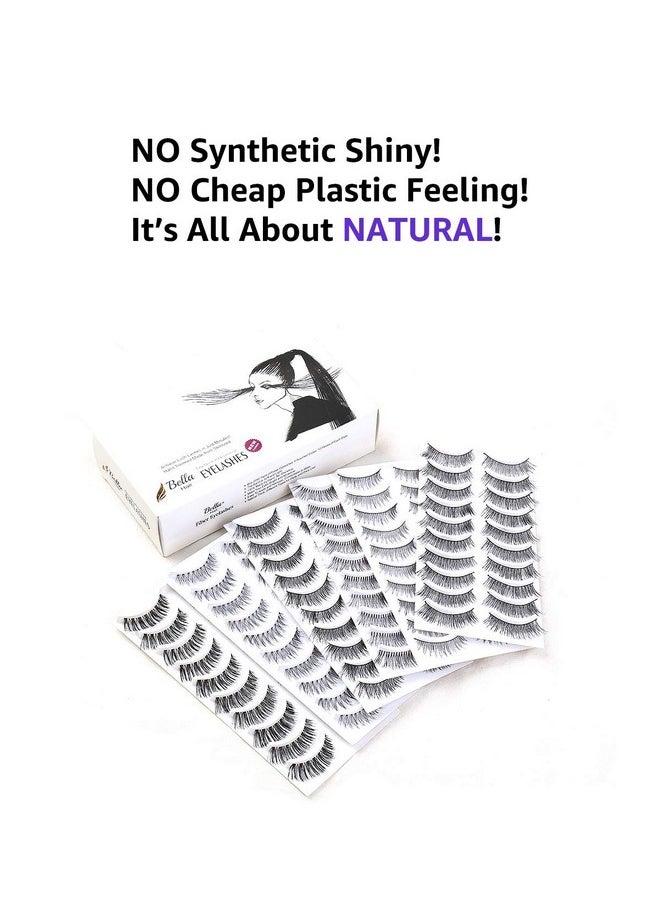 Bella Hair - False Eyelashes Variety Pack, 60 Pairs Reusable Handmade Fake Eyelashes In 6 Styles, Specialized Natural Soft, Criss-Cross, Wispies Lashes For Daily, Casual Events, Daytime Outings And More - Image 1