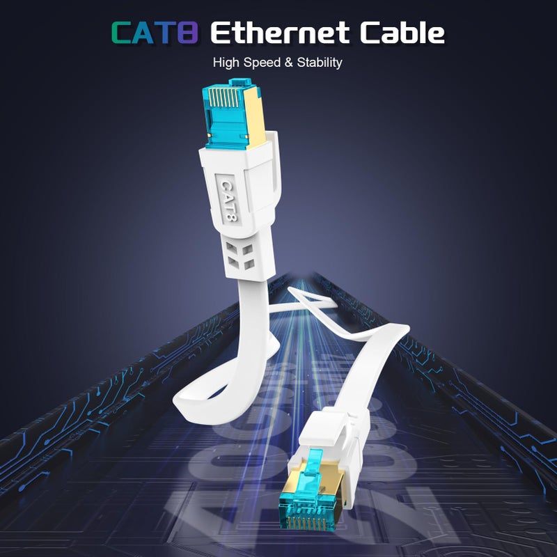 AOPOCKAN TECH Cat 8 Ethernet Cable 100 FT, Heavy Duty High Speed 40Gbps 2000Mhz Internet Network Patch Cord, RJ45 Shielded Flat LAN Cable, Outdoor&Indoor Weatherproof S/FTP UV Resistant for Gaming, Router, Modem - Image 3