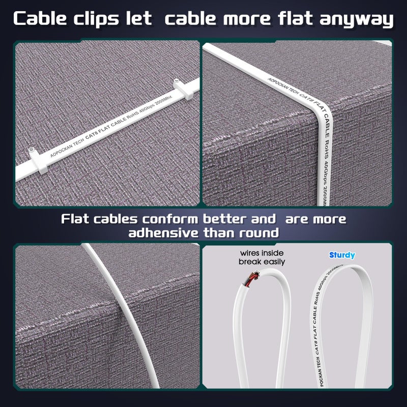 AOPOCKAN TECH Cat 8 Ethernet Cable 100 FT, Heavy Duty High Speed 40Gbps 2000Mhz Internet Network Patch Cord, RJ45 Shielded Flat LAN Cable, Outdoor&Indoor Weatherproof S/FTP UV Resistant for Gaming, Router, Modem - Image 5