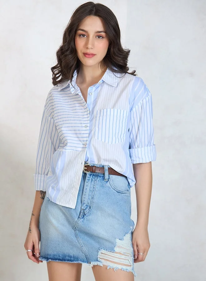 VIRGIO 100% Cotton Chic Striped Shirt