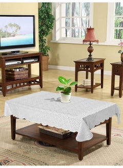 Kuber Industries Kuber Industries Seamless Elegant Printed Home Decorative Luxurious 4 Seater Cotton Center Table Cover/Table Cloth, 40"x60" (White)-44KM066  - Image 4