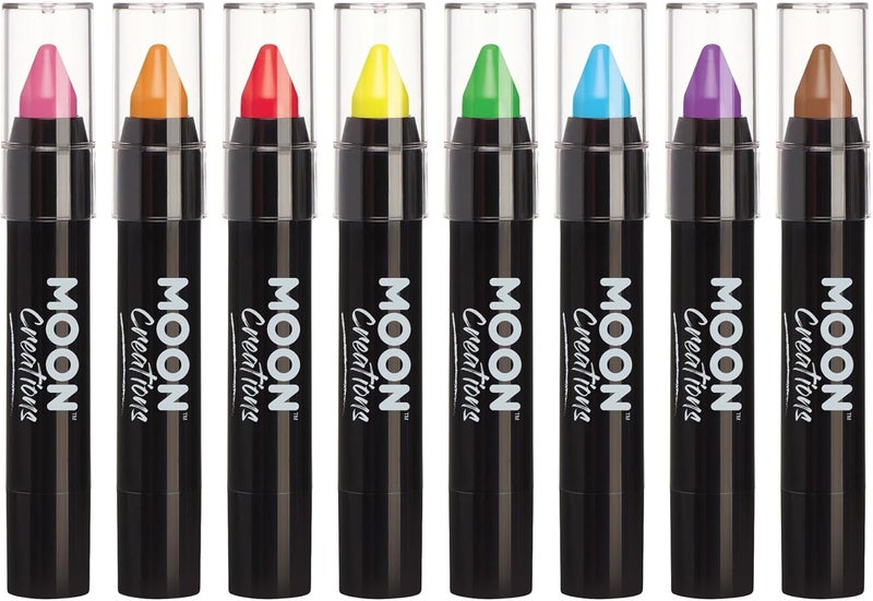 Moon Creations Face Paint Stick / Body Crayon Set of 8 Makeup for The Face & Body by Moon Creations - 0.12oz