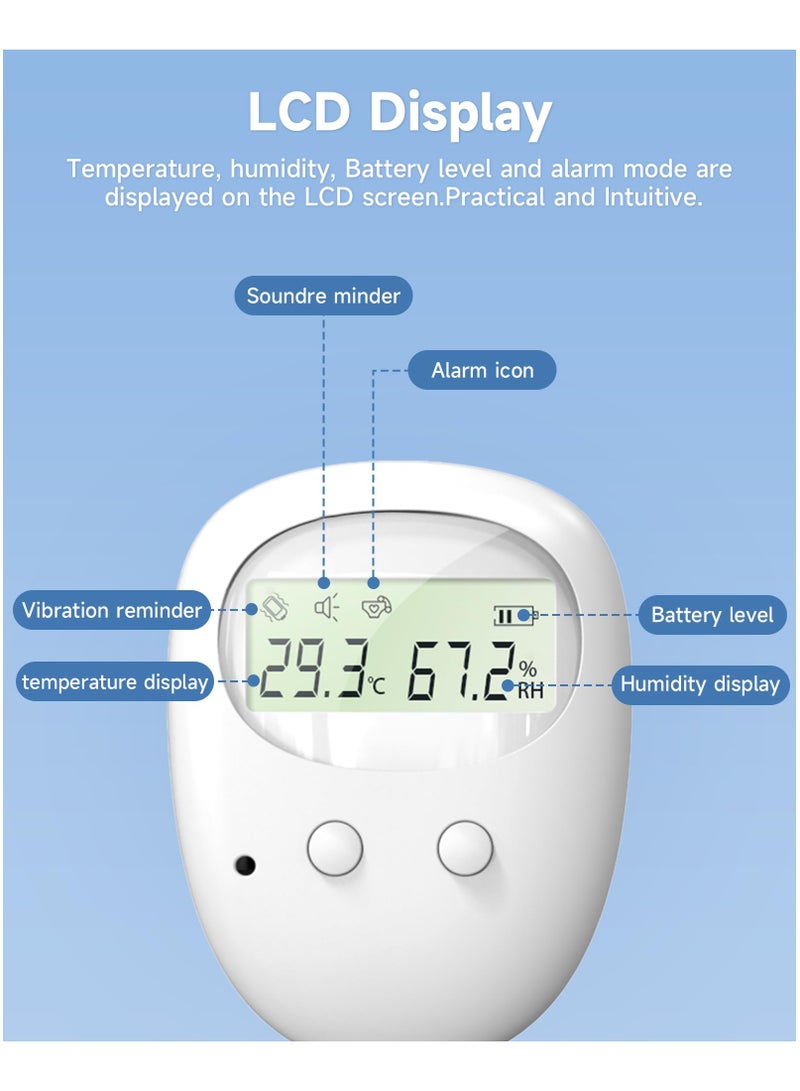 شو وو إنذار التبول اللاإرادي، إنذار التبول اللاإرادي مع صندوق شحن، مدى 65 قدمًا، شاشة عرض درجة الحرارة/الرطوبة، صوت واهتزاز 80 ديسيبل - تدريب على استخدام المرحاض، إنذار التبول للأطفال الأولاد والبنات وكبار السن - Image 4