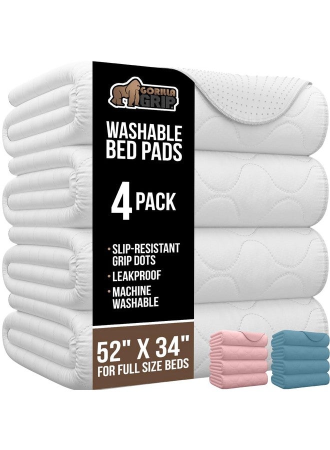 Gorilla Grip GORILLA GRIP Washable Underpads, Waterproof Reusable Heavy Absorbency Incontinence Bed Pads, Leak Proof Toddler Mattress Pad, 52x34 4 Pack, Slip Resistant for Bedwetting, Adults and Kids, White  - Image 1
