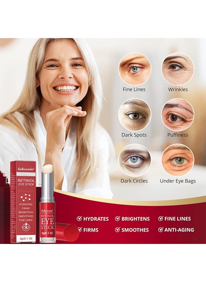 lakerain Retinol Eye Stick - Retinol Eye Cream for Dark Circles and Puffiness, Anti-wrinkle Eye Cream Stick, Dark Circle Fine Lines Treatment, Under Eye Serum Balm Skin Care, 3g/0.1oz  - Image 2