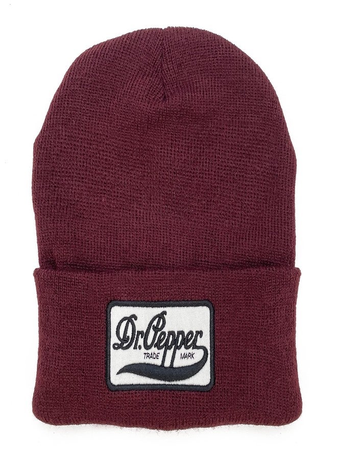 Tee Luv Dr Pepper Trademark Logo Beanie (Burgundy) - Image 1