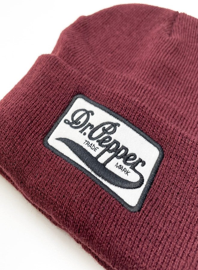 Tee Luv Dr Pepper Trademark Logo Beanie (Burgundy) - Image 2