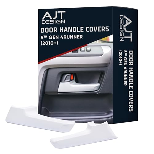 AJT DESIGN Door Handle Covers Compatible with Toyota 4Runner 2010 5th Gen 5th gen 4runner Chrome Delete Accessories ABS Plastic Front Back Interior Car Door Handle Cover Made in USA White - Image 1