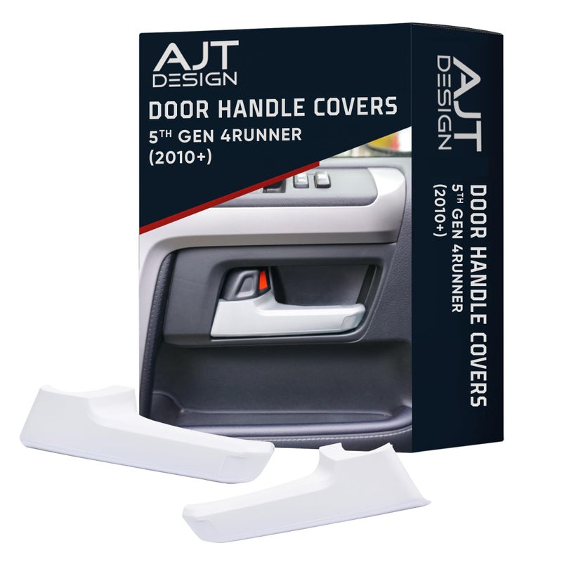 AJT DESIGN Door Handle Covers Compatible with Toyota 4Runner 2010 5th Gen 5th gen 4runner Chrome Delete Accessories ABS Plastic Front Back Interior Car Door Handle Cover Made in USA White - Image 2